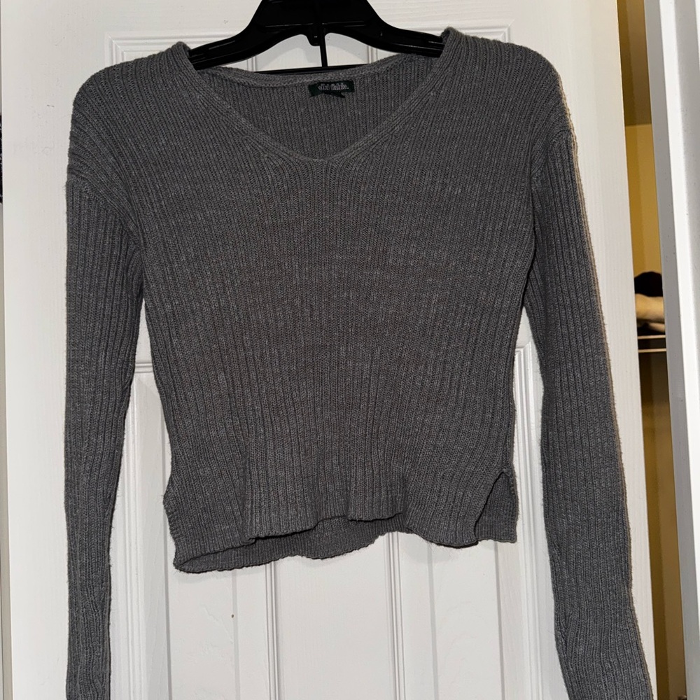 Wild Fable Charcoal Ribbed V-Neck Sweater